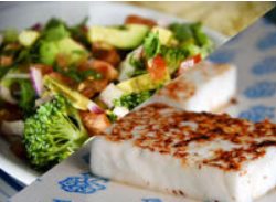 Ensalada de brócoli y queso blanco a la plancha